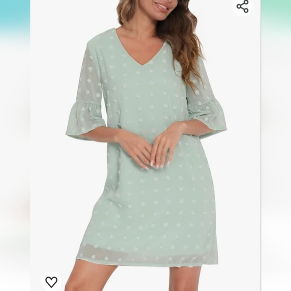 ⭐️40% Off⭐️ Mint Chiffon Polka Dot Shift Dress - Picture 12 of 14